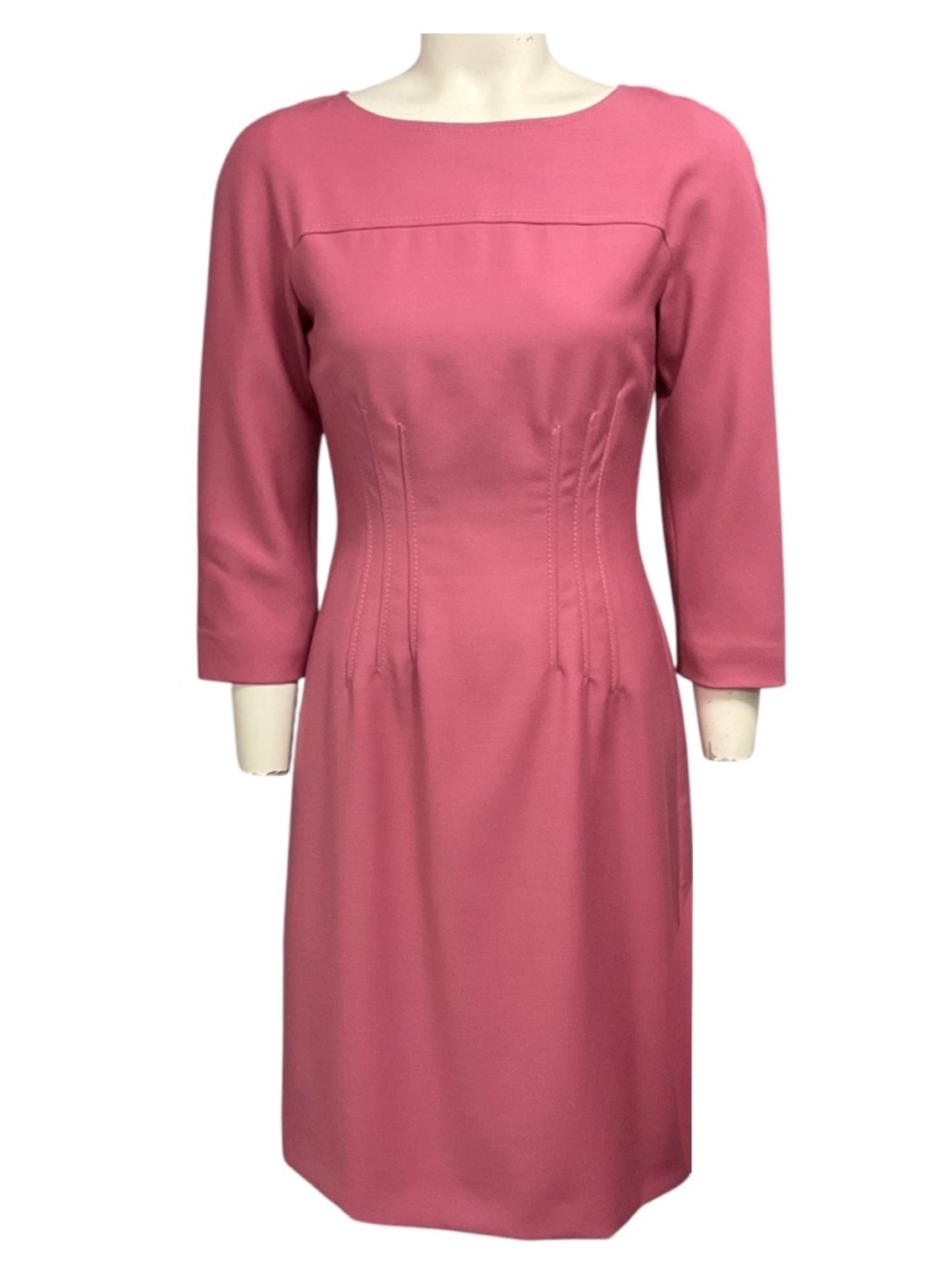 Moschino Cheap and Chic Rose Pink Three Quarter Sleeved Wool Midi Dress